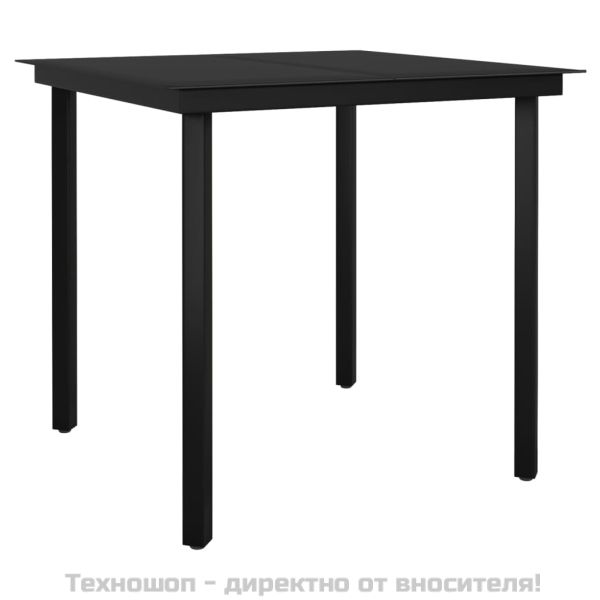 Градински трапезен комплект от 3 части, черно, PVC ратан