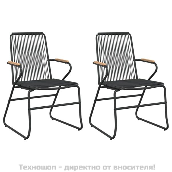 Градински трапезен комплект от 3 части, черно, PVC ратан