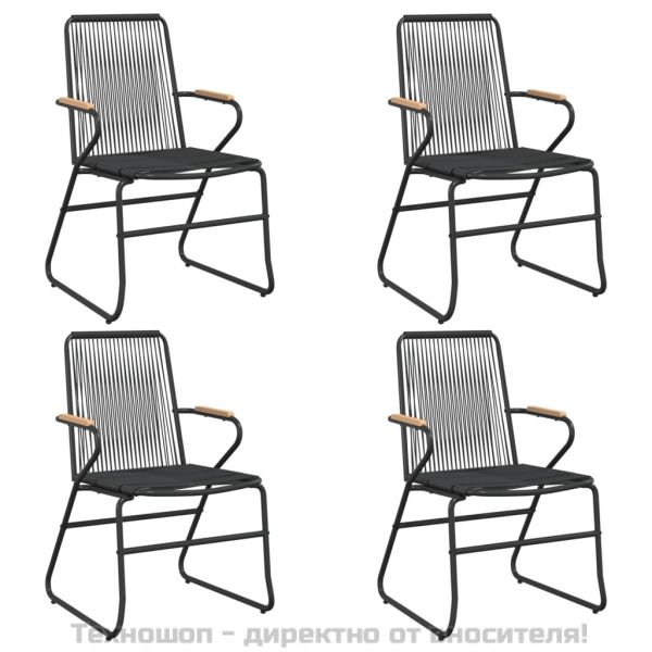 Градински трапезен комплект от 5 части, черeн, PVC ратан