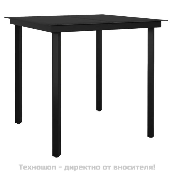 Градински трапезен комплект от 5 части, черeн, PVC ратан