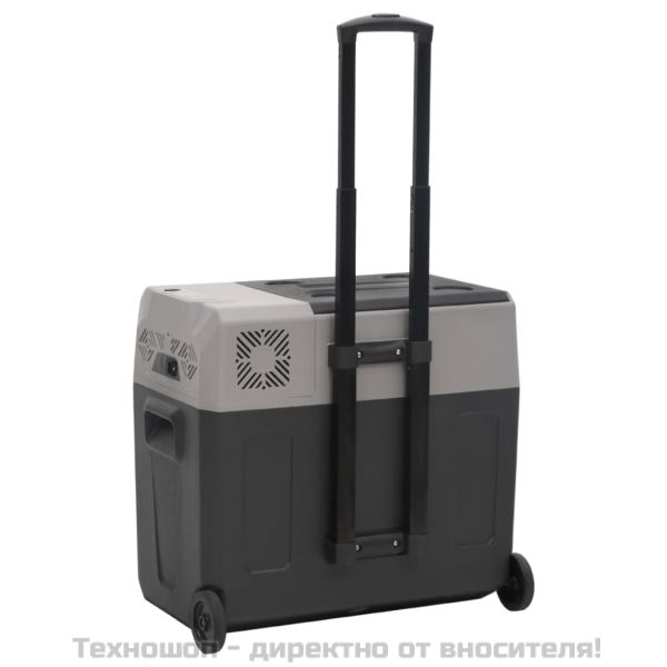 Хладилна кутия с колелца и адаптер черно/сиво 50 л полипропилен