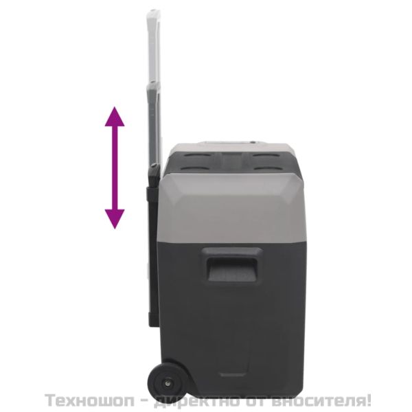 Хладилна кутия с колелца и адаптер черно/сиво 50 л полипропилен