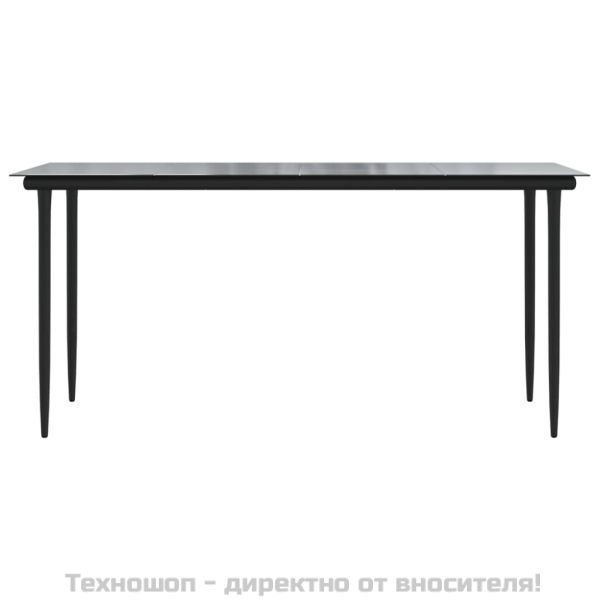 Градински трапезен комплект от 5 части, черeн, PVC ратан