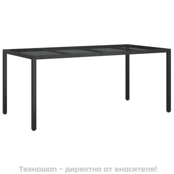 Градински трапезен комплект възглавници 9 части черен полиратан