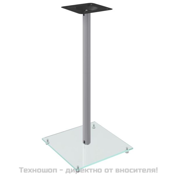 Стойки за тонколони 2 бр сребристи закалено стъкло 1 стълб