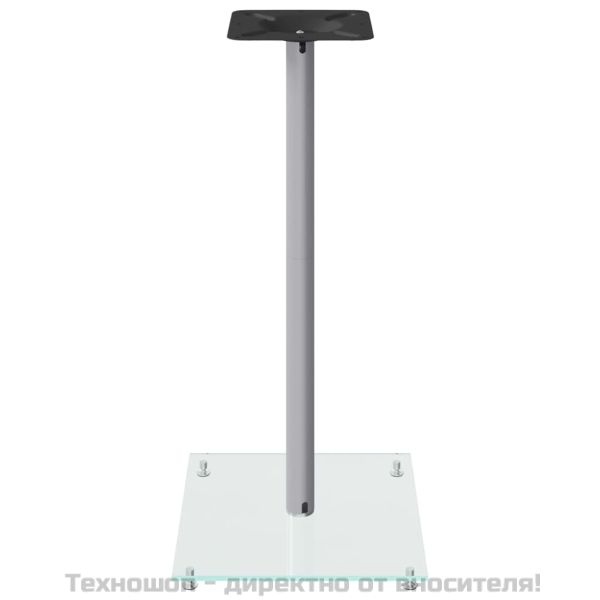 Стойки за тонколони 2 бр сребристи закалено стъкло 1 стълб