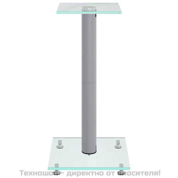 Стойки за тонколони 2 бр сребристи закалено стъкло 1 стълб