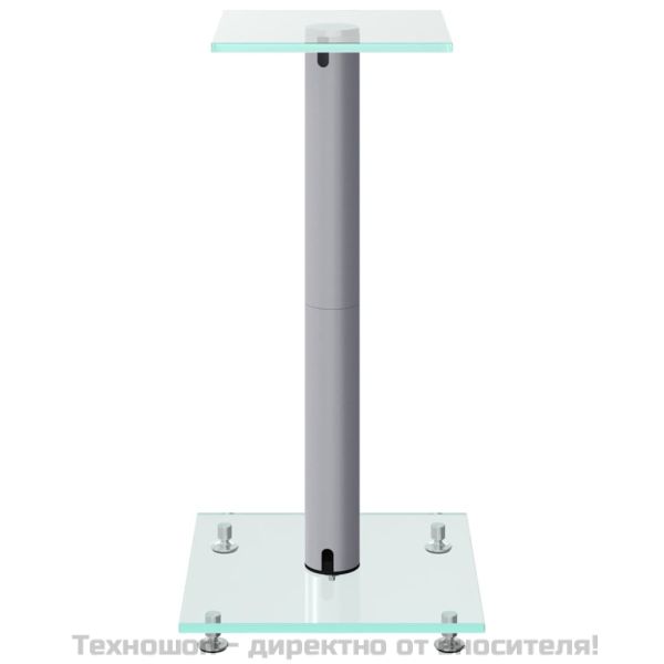 Стойки за тонколони 2 бр сребристи закалено стъкло 1 стълб