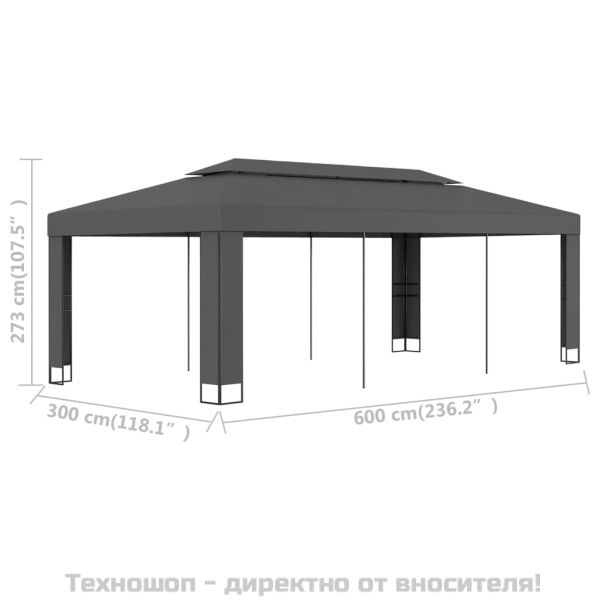 Шатра с двоен покрив, 3x6 м, антрацит