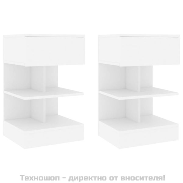 Нощни шкафчета, 2 бр, бели, 40x35x65 см, ПДЧ