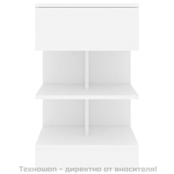 Нощни шкафчета, 2 бр, бели, 40x35x65 см, инженерно дърво