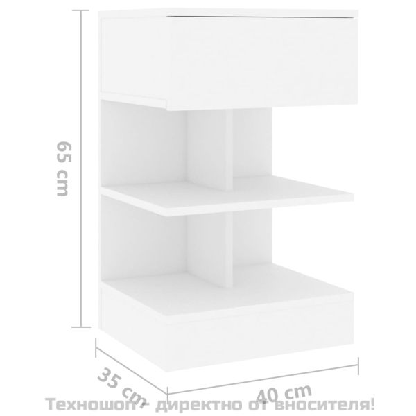 Нощни шкафчета, 2 бр, бели, 40x35x65 см, инженерно дърво