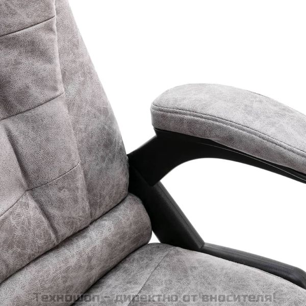 Масажен офис стол, светлосив, изкуствена велурена кожа