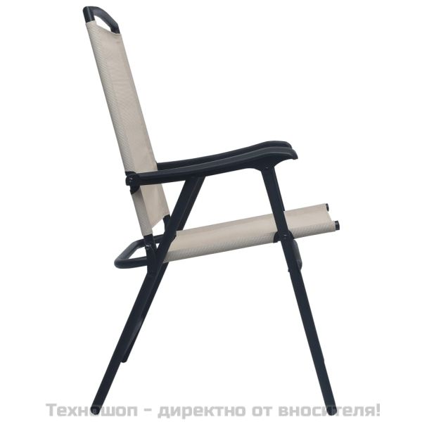 Сгъваеми градински столове, 2 бр, textilene, кремави