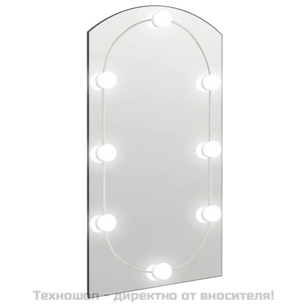 Огледало с LED лампи, 90x45 см, стъкло, арка