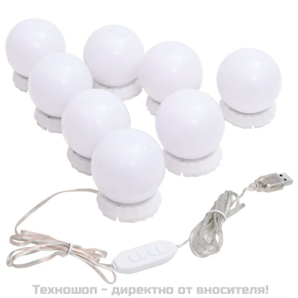 Огледало с LED лампи, 90x45 см, стъкло, арка