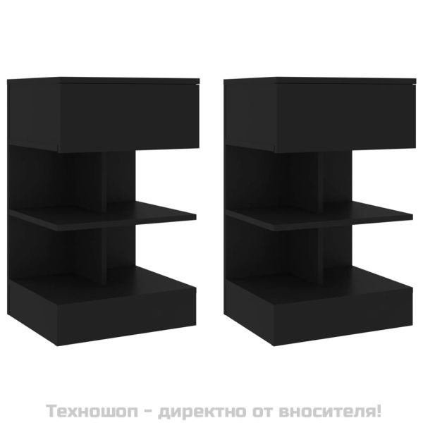 Нощни шкафчета, 2 бр, черни, 40x35x65 см