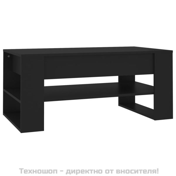 Маса за кафе, черна, 102x55x45 см, инженерно дърво