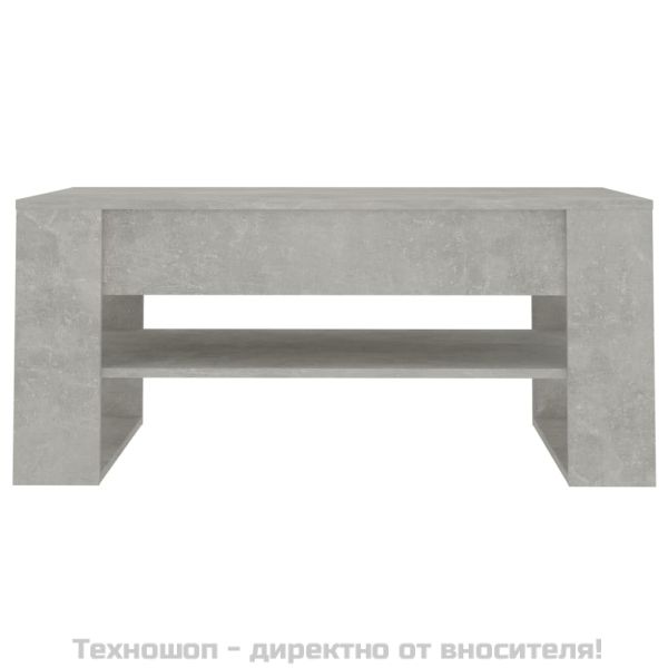 Маса за кафе, бетонно сива, 102x55x45 см, инженерно дърво