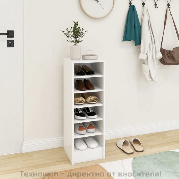 Шкаф за обувки, бял, 31,5x35x90 см, инженерно дърво