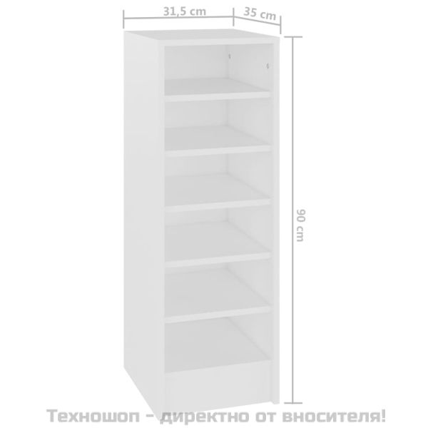 Шкаф за обувки, бял, 31,5x35x90 см, инженерно дърво