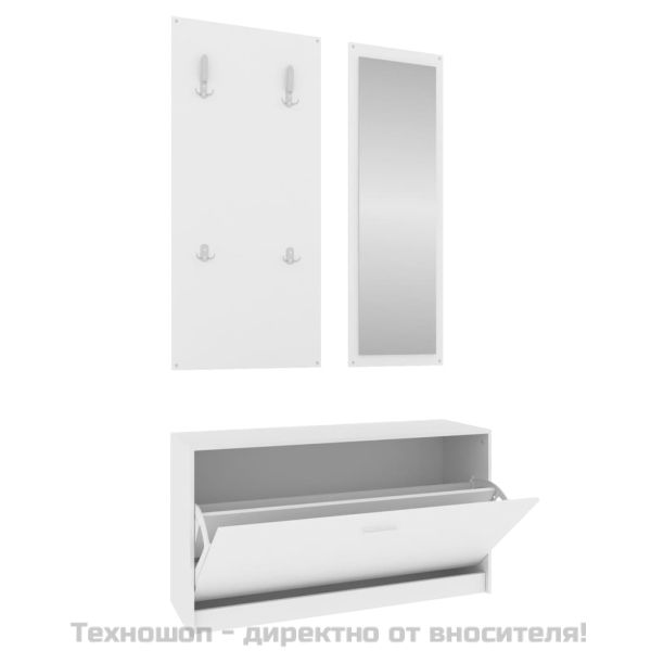 3-в-1 портманто, бял, инженерно дърво