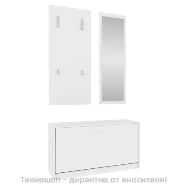 3-в-1 портманто, бял, инженерно дърво