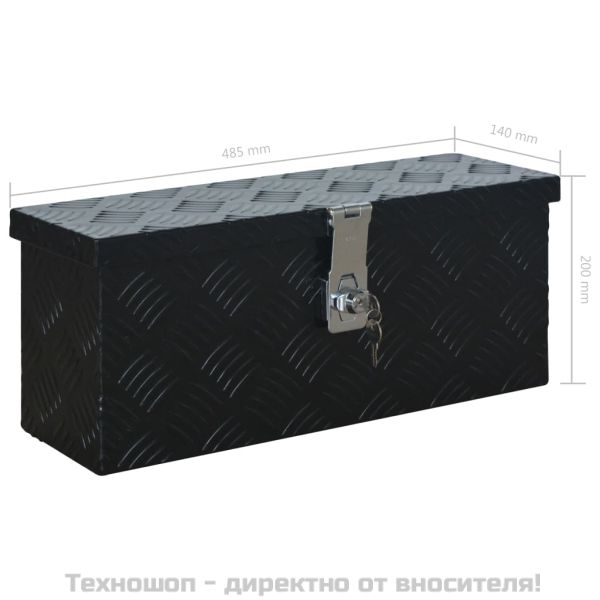 Алуминиева кутия, 485x140x200 мм, черна