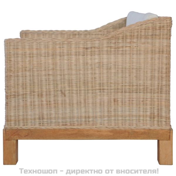 Комплект мека мебел от 2 части, с възглавници, естествен ратан