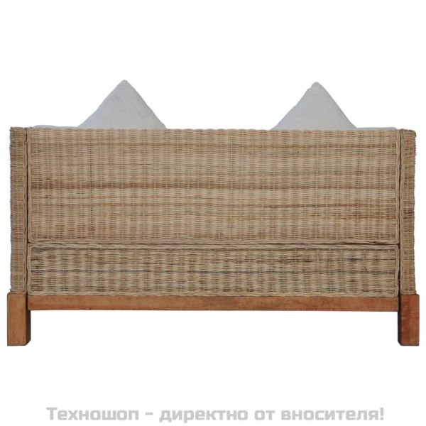 Комплект мека мебел от 2 части, с възглавници, естествен ратан