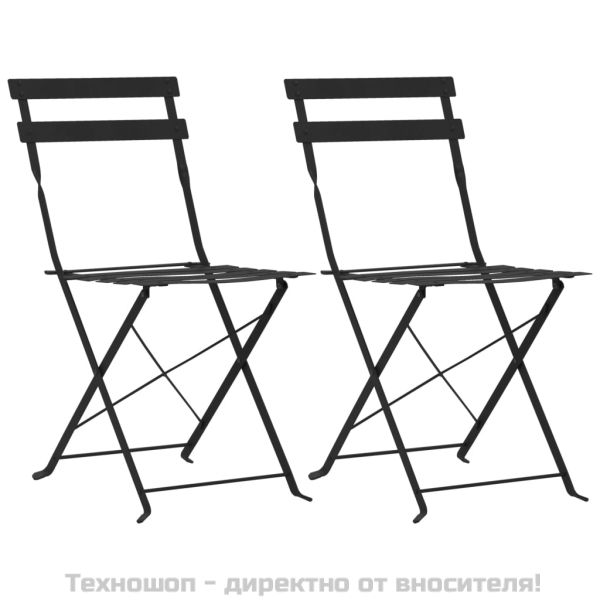 Бистро комплект, 3 части, стомана, черен