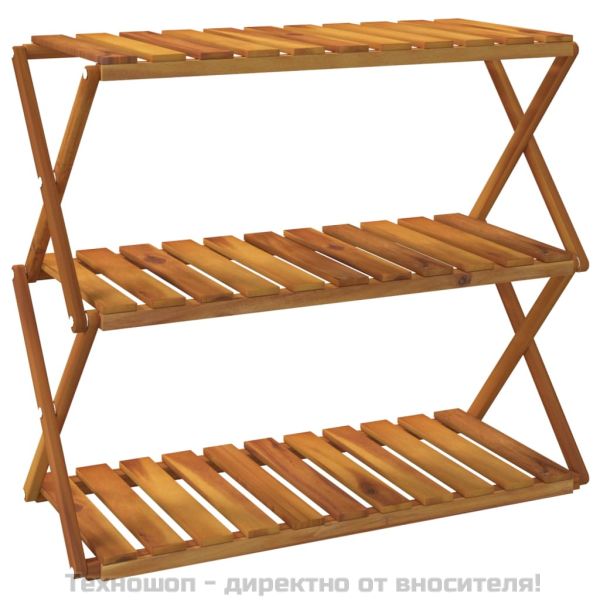3-етажна сгъваема етажерка кафява 70x31x63 см масивна акация