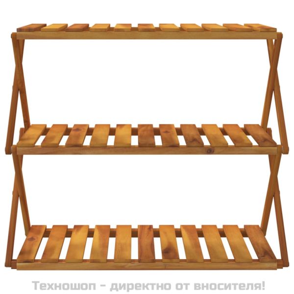 3-етажна сгъваема етажерка кафява 70x31x63 см масивна акация