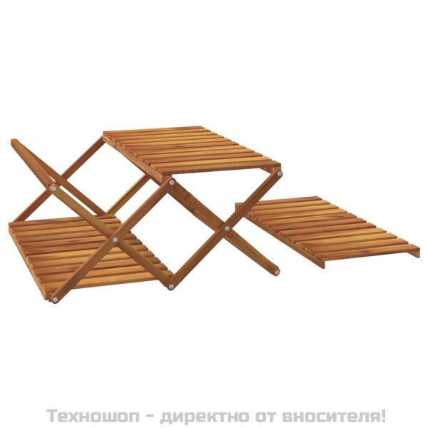 3-етажна сгъваема етажерка кафява 70x31x63 см масивна акация