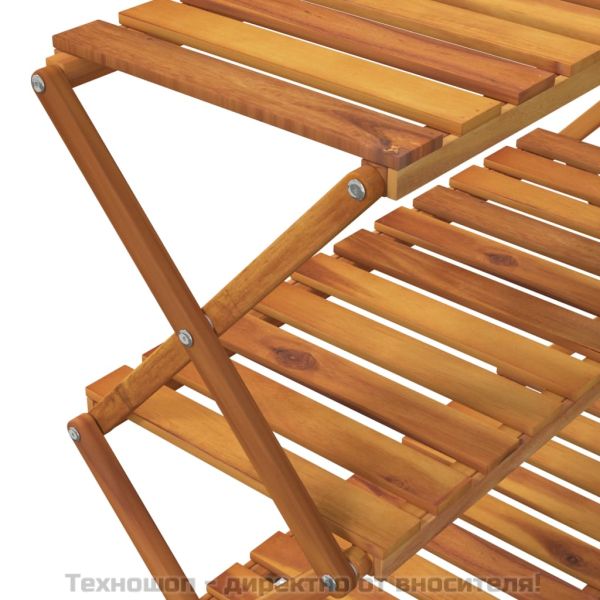 3-етажна сгъваема етажерка кафява 70x31x63 см масивна акация