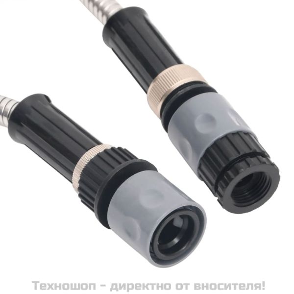 Градински маркуч с дюза сребрист 0,6" 15 м неръждаема стомана