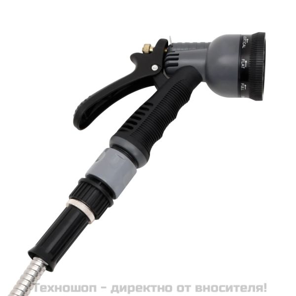 Градински маркуч с дюза сребрист 0,6" 15 м неръждаема стомана