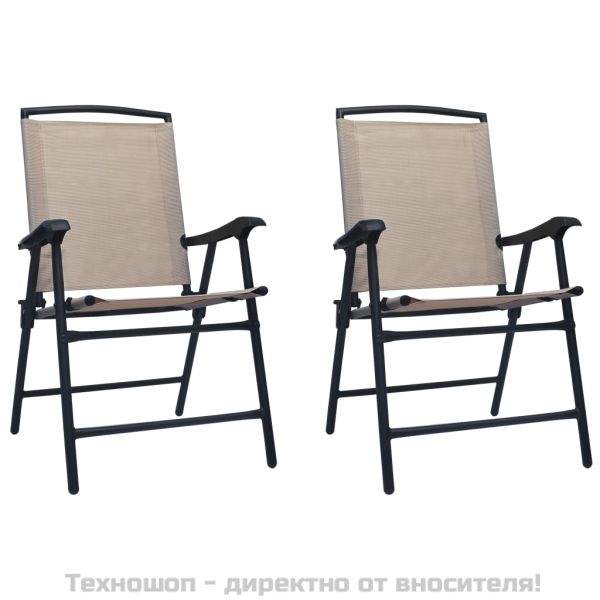 Сгъваеми градински столове, 2 бр, textilene, таупе
