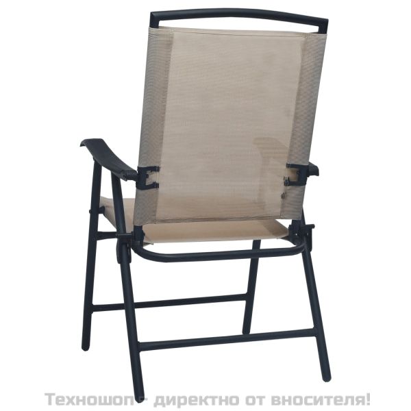 Сгъваеми градински столове, 2 бр, textilene, таупе