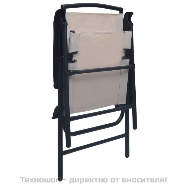 Сгъваеми градински столове, 2 бр, textilene, таупе