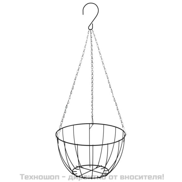Висящи саксии 4 бр с кокосови вложки черни Ø 30x52 см стомана