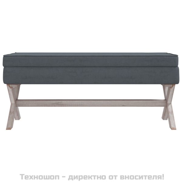 Табуретка за съхранение, тъмносива, 110x45x49 см, кадифе