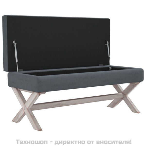 Табуретка за съхранение, тъмносива, 110x45x49 см, кадифе