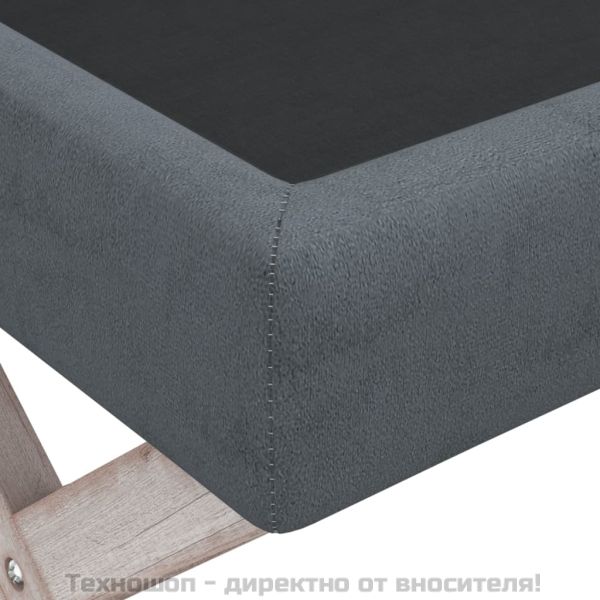 Табуретка за съхранение, тъмносива, 110x45x49 см, кадифе