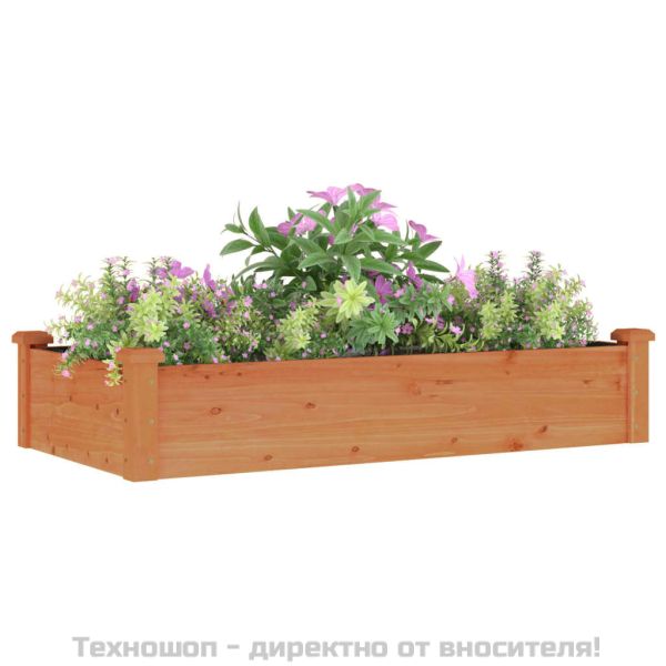 Градинска повдигната леха с вложка кафяв 120x60x25 см ела масив
