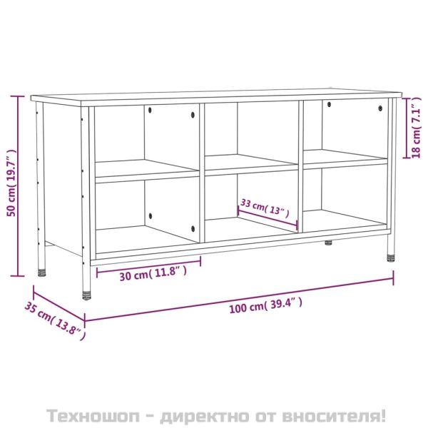 Шкаф за обувки, сив сонома, 100x35x50 см, инженерно дърво