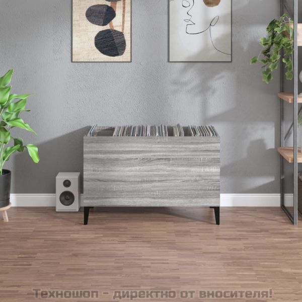 Шкаф за винилови плочи сив сонома 74,5x38x48 см инженерно дърво