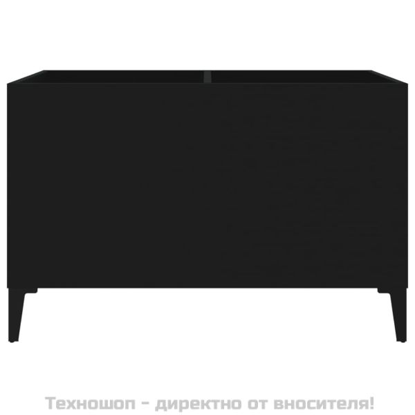 Шкаф за грамофонни плочи черен 74,5x38x48 см инженерно дърво