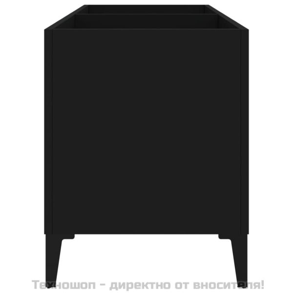 Шкаф за грамофонни плочи черен 74,5x38x48 см инженерно дърво