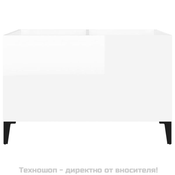 Шкаф за винилови плочи бял гланц 74,5x38x48 см инженерно дърво
